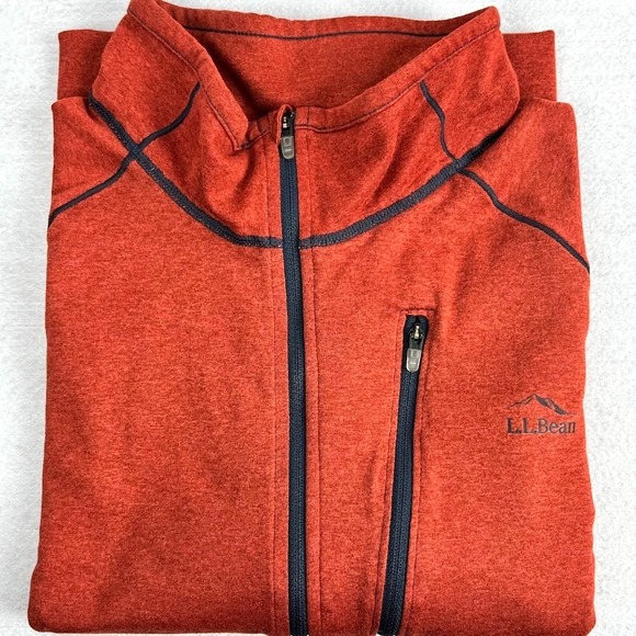 LL Bean Men's XL Slightly Fitted 1/4 Zip L/S Activewear Hiking Trail Red Ochre - Picture 5 of 8